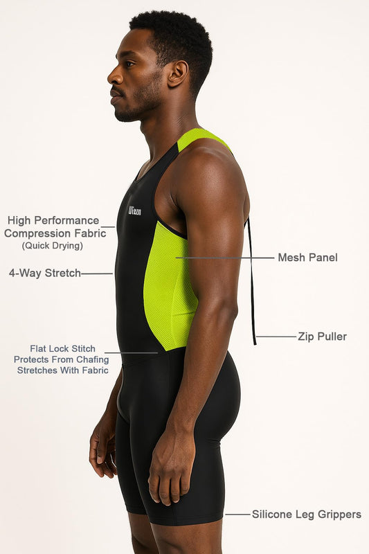 Men's Neon Sleeveless Rear Zip Performance Triathlon Suit