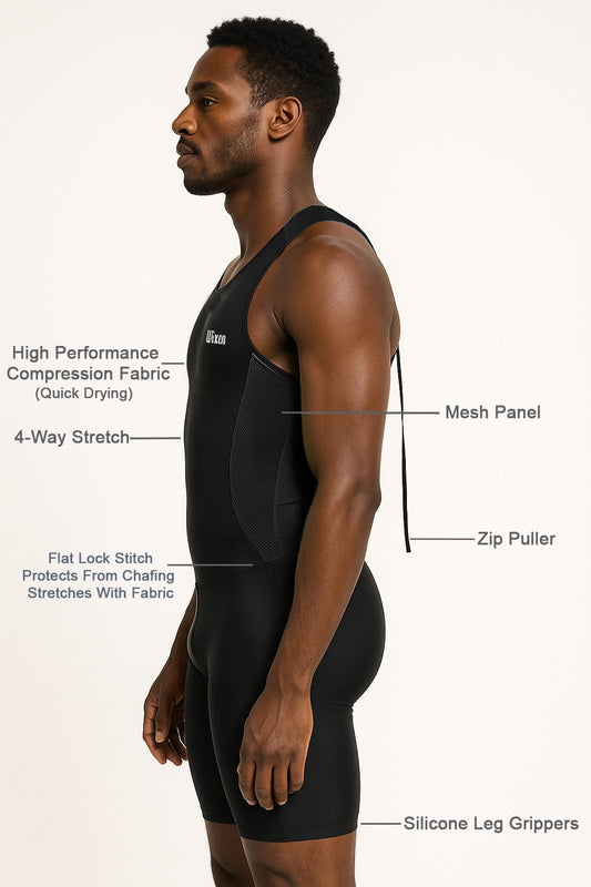 Men's Black Sleeveless Rear Zip Performance Triathlon Suit