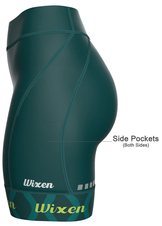 Women 4D Padded Deep Teal Cycling Shorts with Pockets