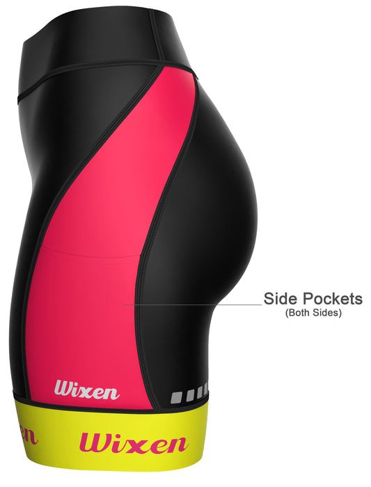 Women's 4D Padded Black Pink Cycling Shorts