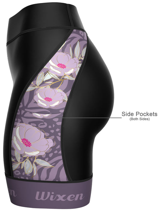 Women's 4D Padded Floral Violet Cycling Shorts