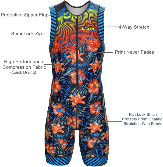 Men's Triathlon hisbiscus Race Suit