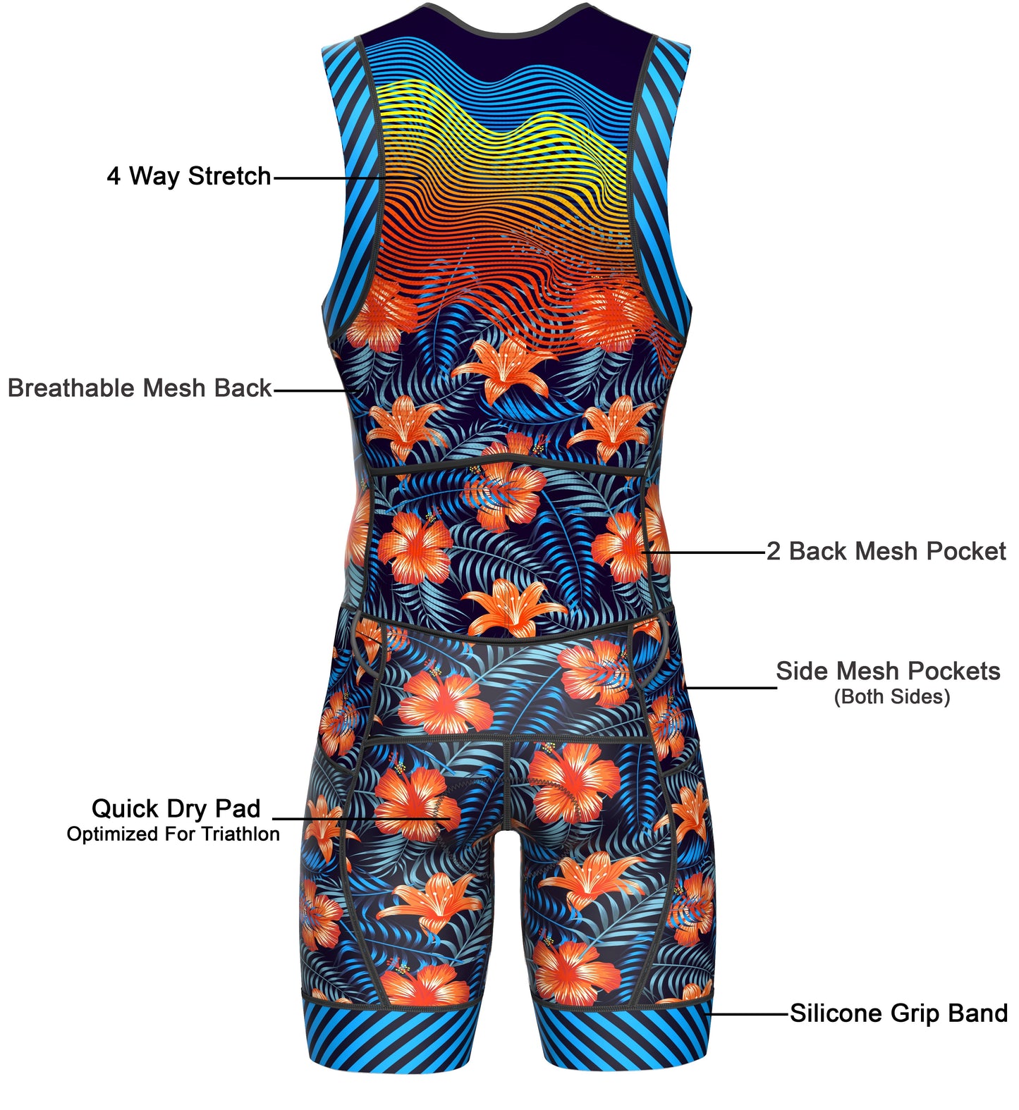 Men's Triathlon hisbiscus Race Suit