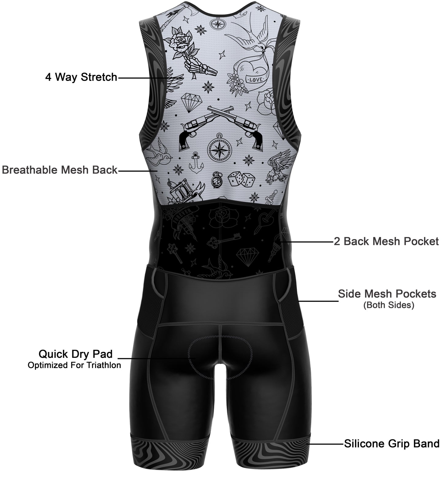 Men's Triathlon Tattoo Race Suit