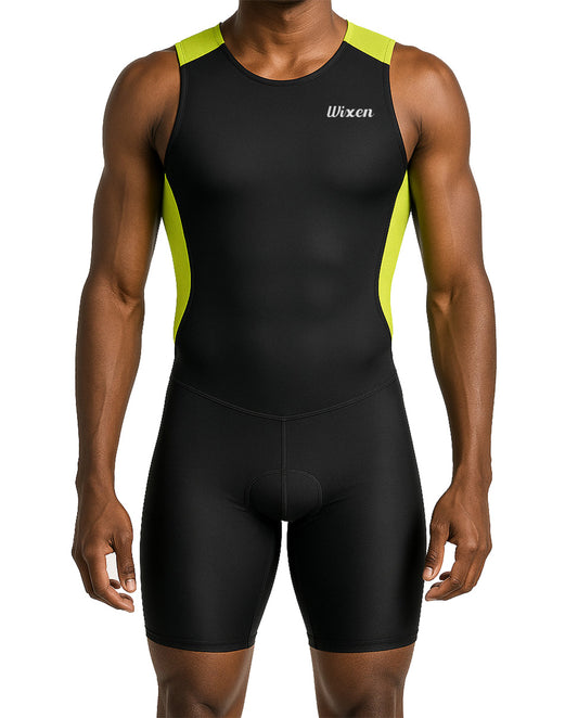 Men's Neon Sleeveless Rear Zip Performance Triathlon Suit