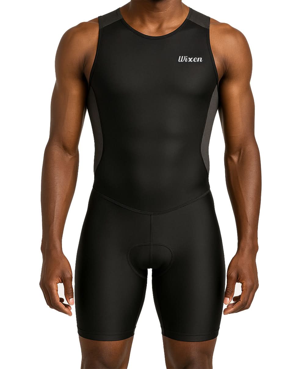 Men's Gray Rear Zip Performance Triathlon Suit