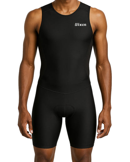 Men's Black Sleeveless Rear Zip Performance Triathlon Suit