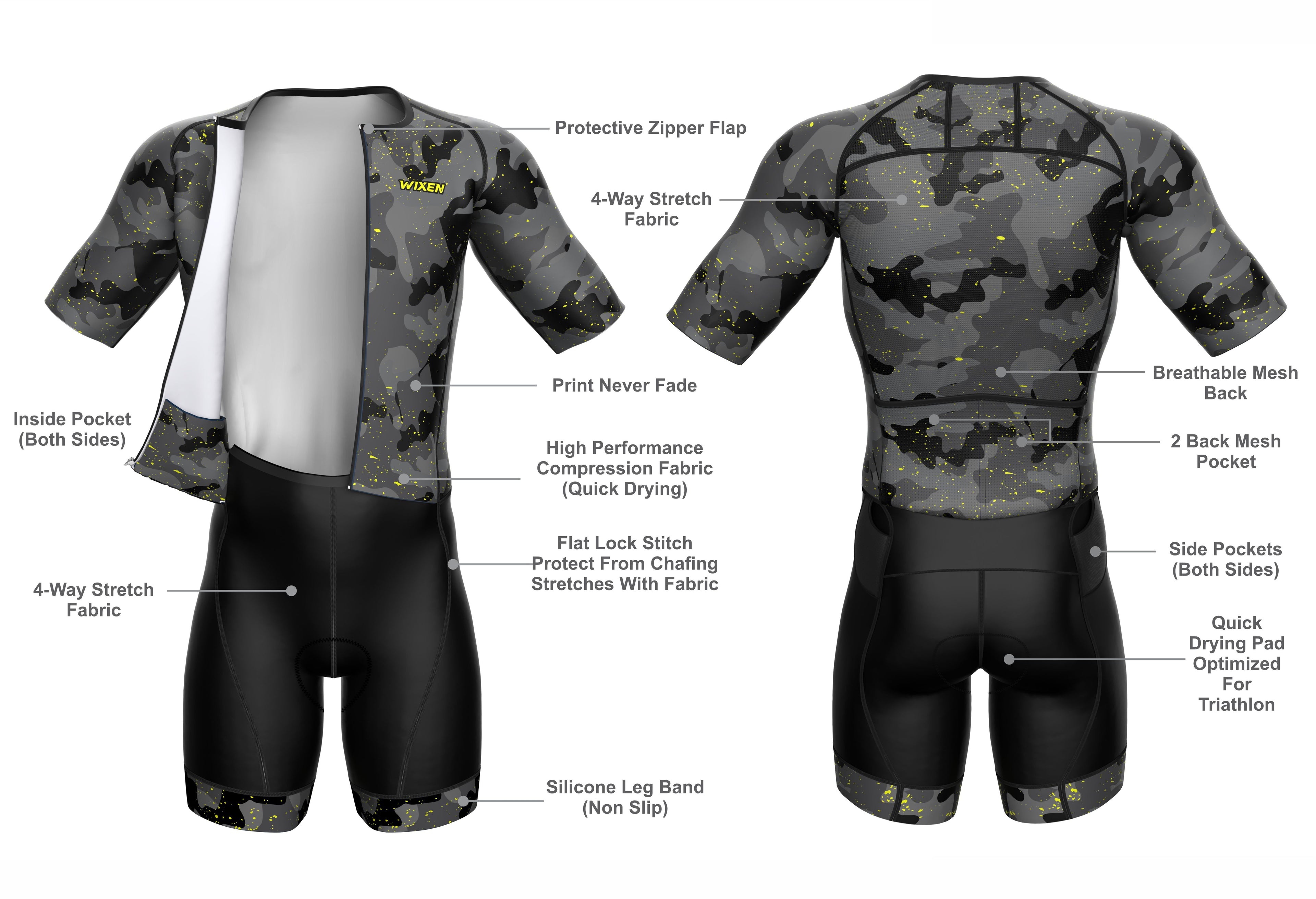 Men’s Camo Aero Breathable Triathlon Suit