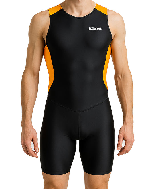 Men's Orange Sleeveless Rear Zip Performance Triathlon Suit