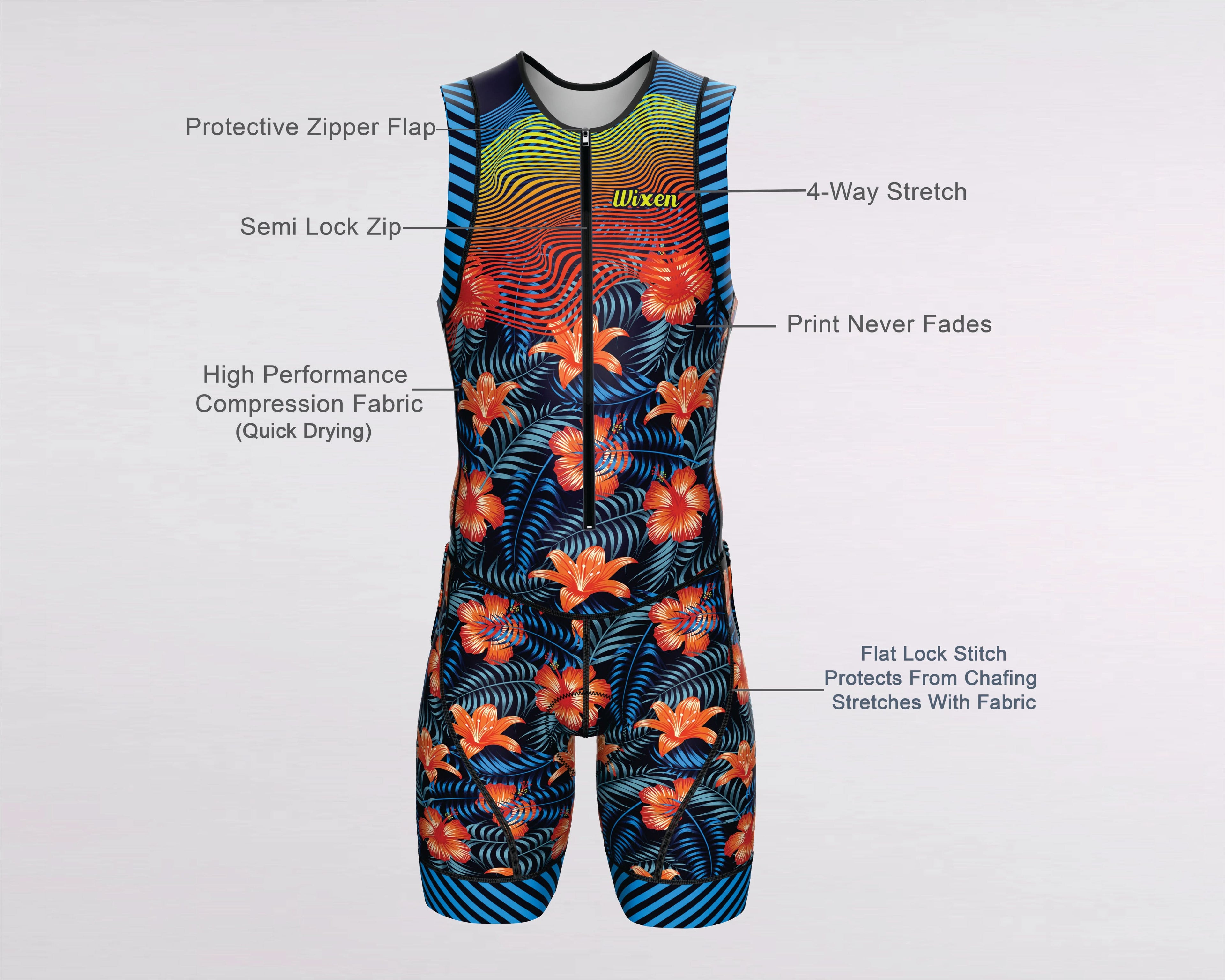 Men's Triathlon hisbiscus Race Suit