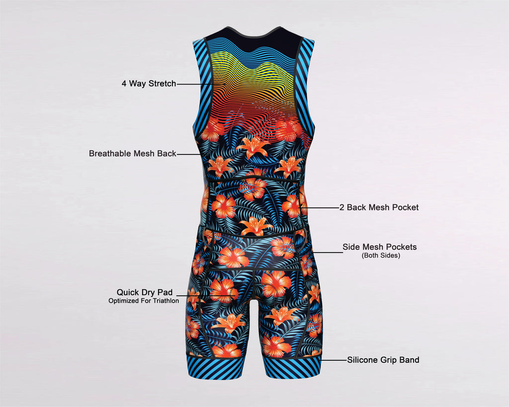 Men's Triathlon hisbiscus Race Suit