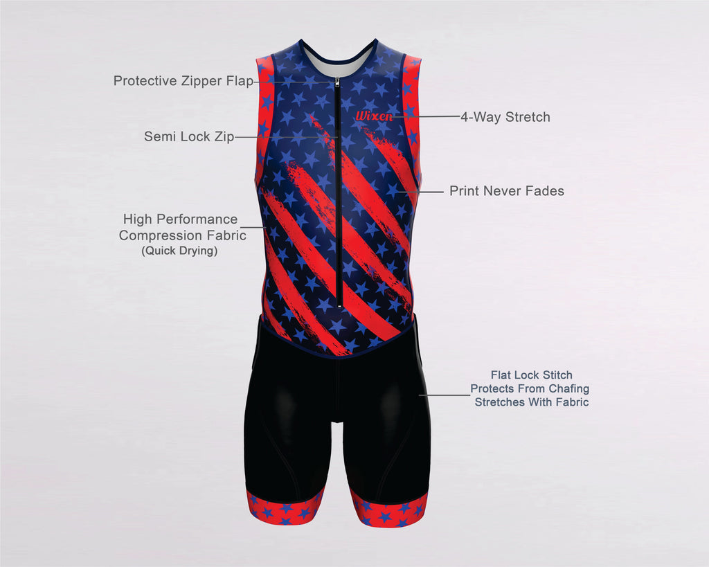 Men's Triathlon Us Flag Race Suit