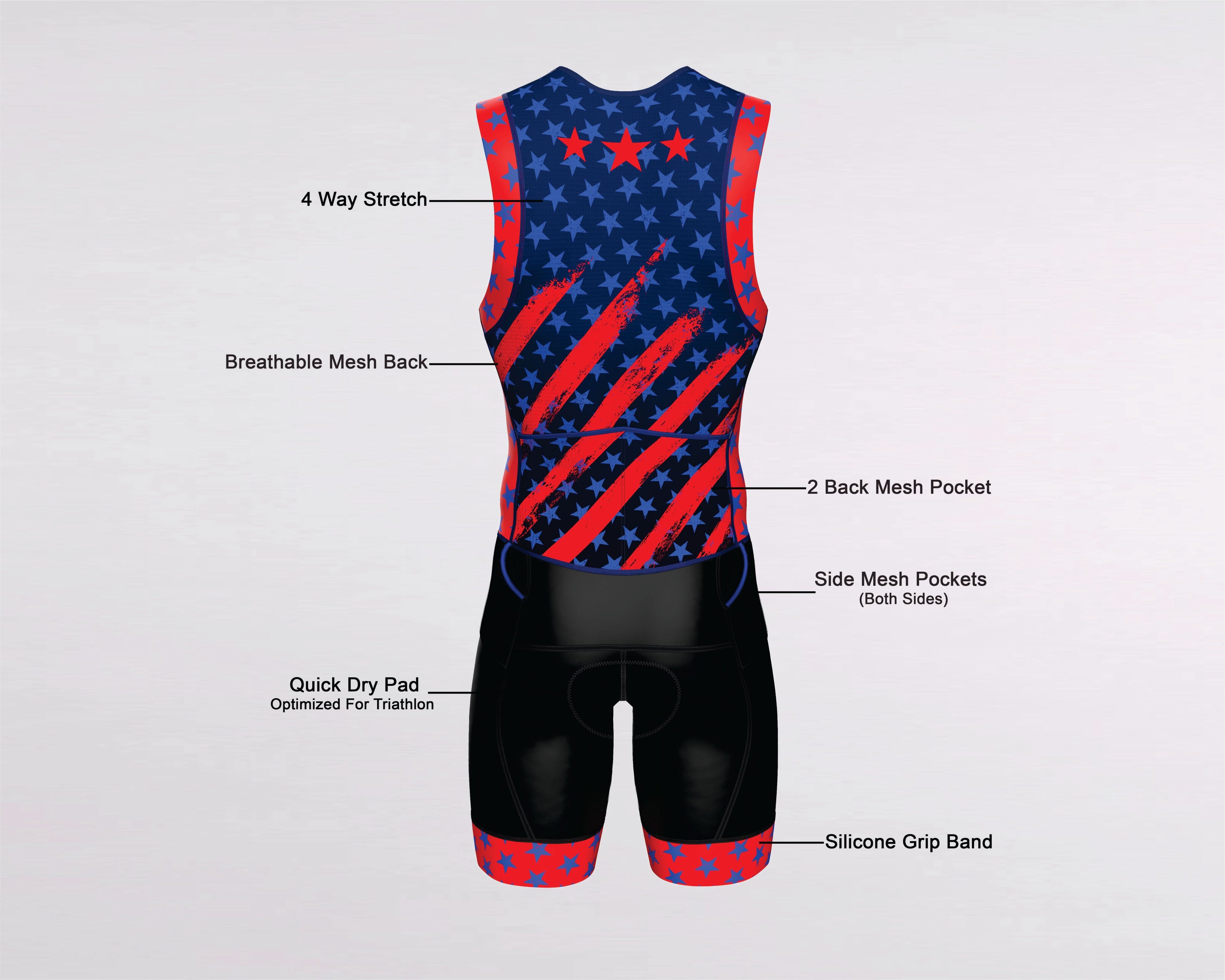 Men's Triathlon Us Flag Race Suit