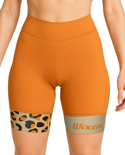 4D Padded orange Cycling Shorts with Pockets