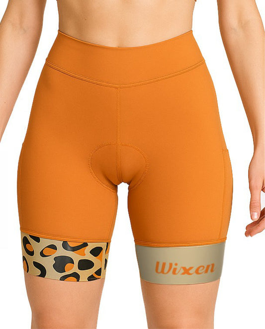 4D Padded orange Cycling Shorts with Pockets
