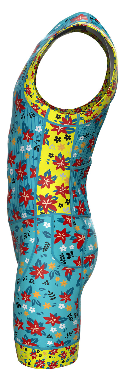 Side view of men’s performance tri suit with breathable mesh