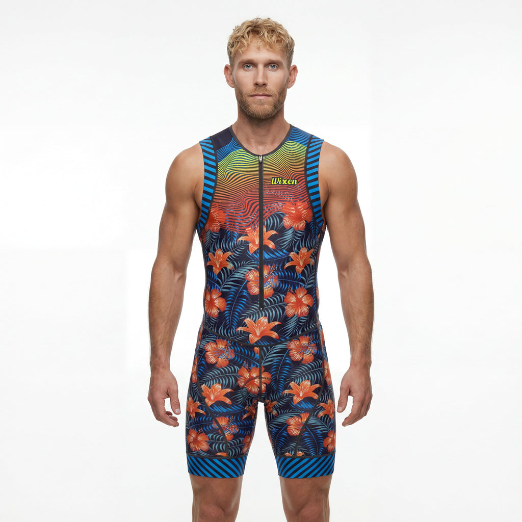 Men's Triathlon hisbiscus Race Suit