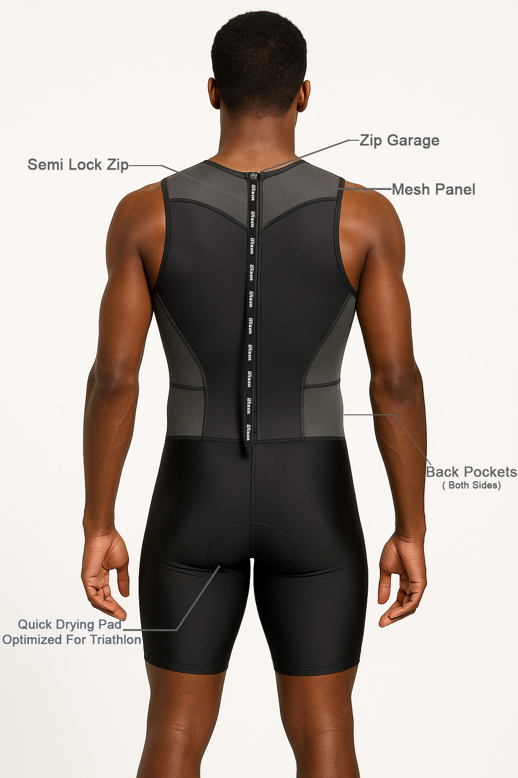 Men's Gray Rear Zip Performance Triathlon Suit
