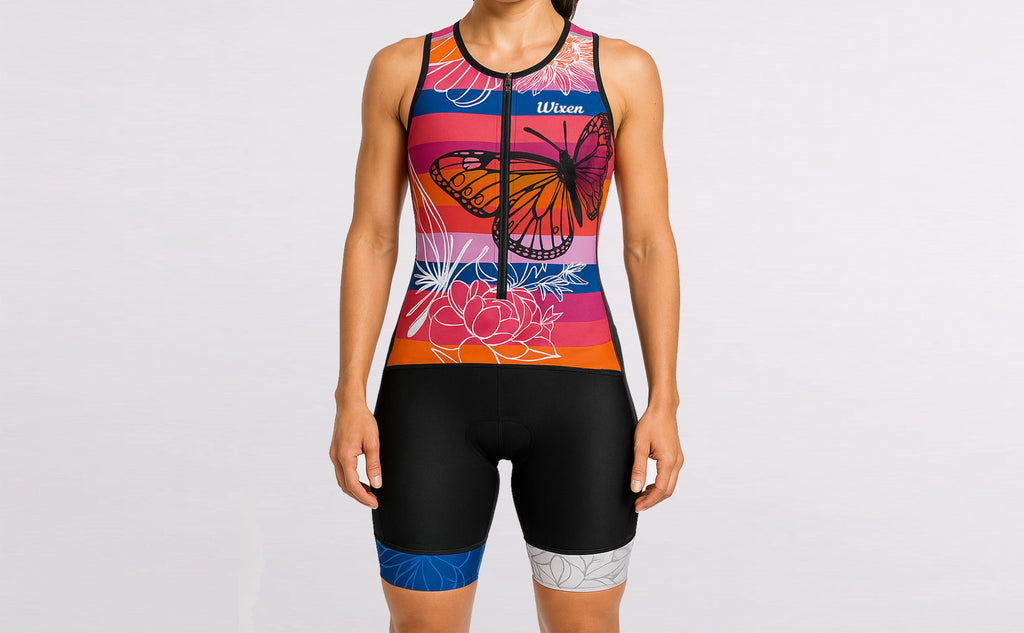 Women's Sleeveless leafes Triathlon Suit