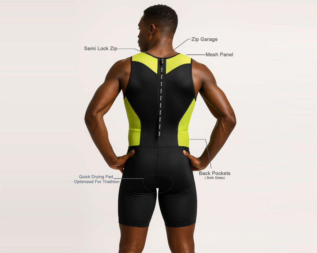 Men's Neon Sleeveless Rear Zip Performance Triathlon Suit