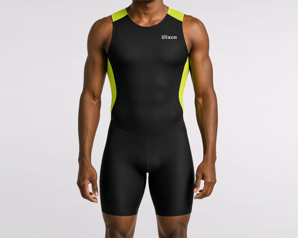 Men's Neon Sleeveless Rear Zip Performance Triathlon Suit