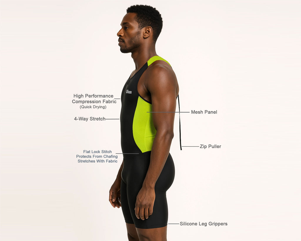 Men's Neon Sleeveless Rear Zip Performance Triathlon Suit