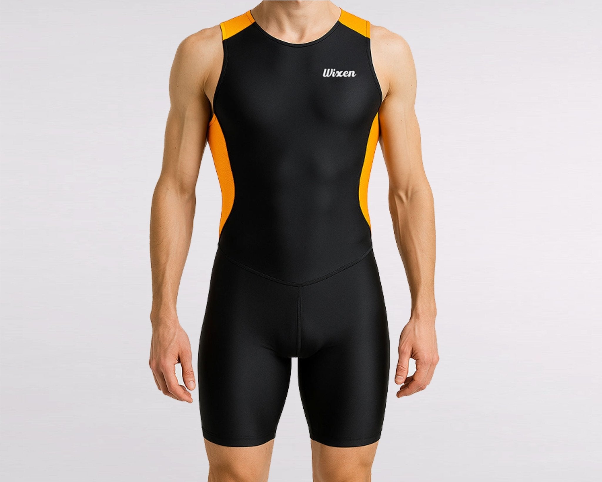 Men's Orange Sleeveless Rear Zip Performance Triathlon Suit Main image