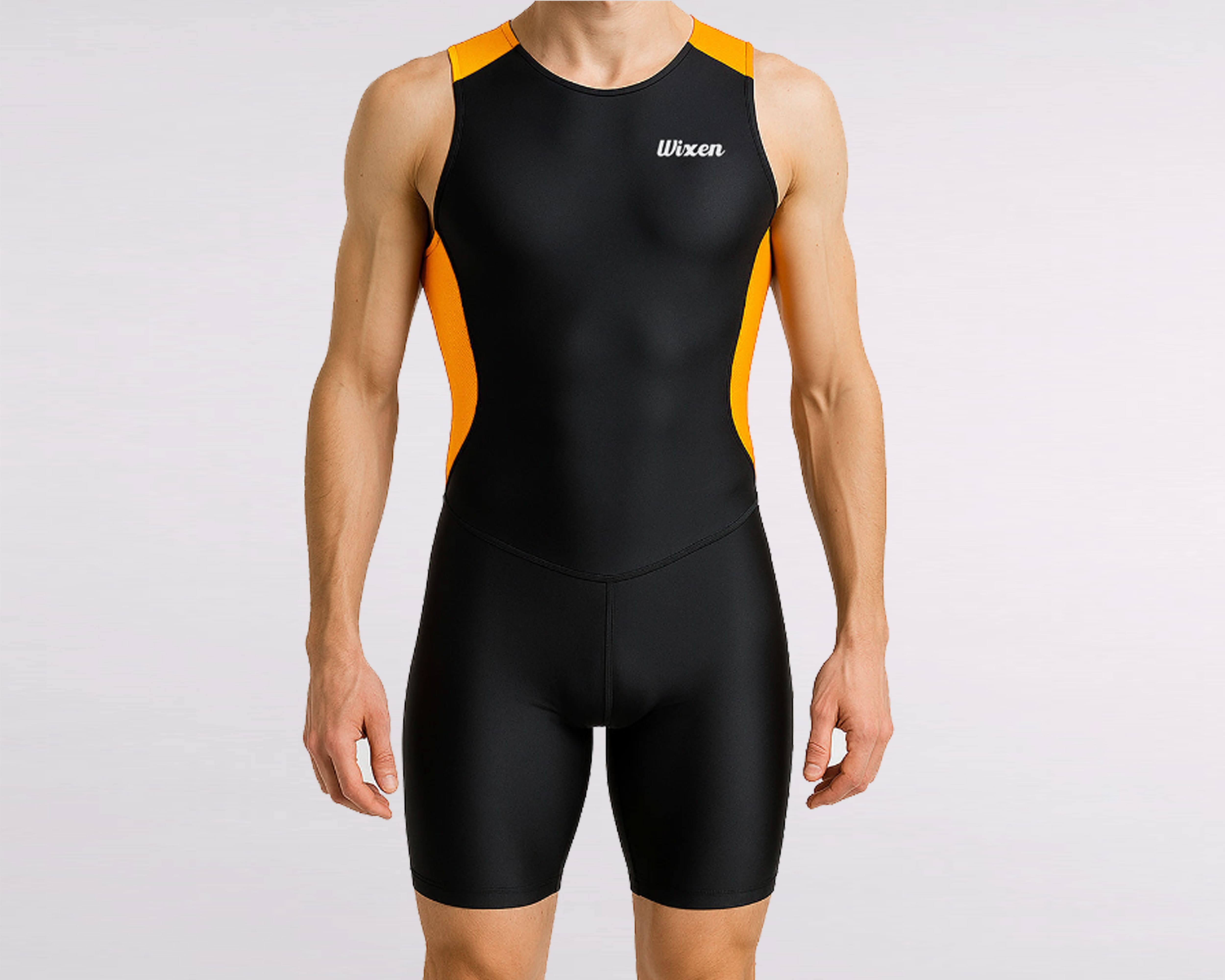 Men's Orange Sleeveless Rear Zip Performance Triathlon Suit Main image