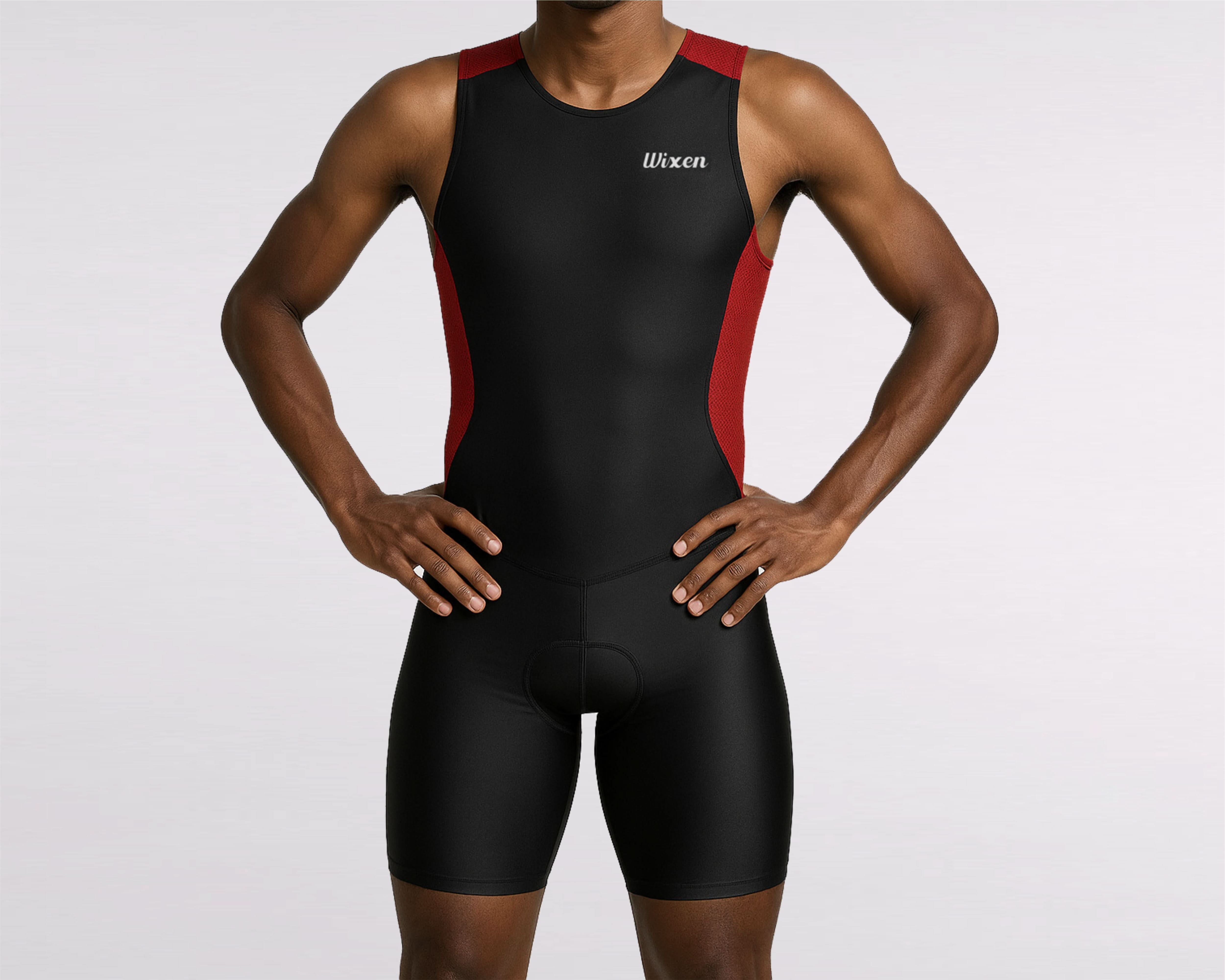 Men's Red Sleeveless Rear Zip Performance Triathlon Suit Main image