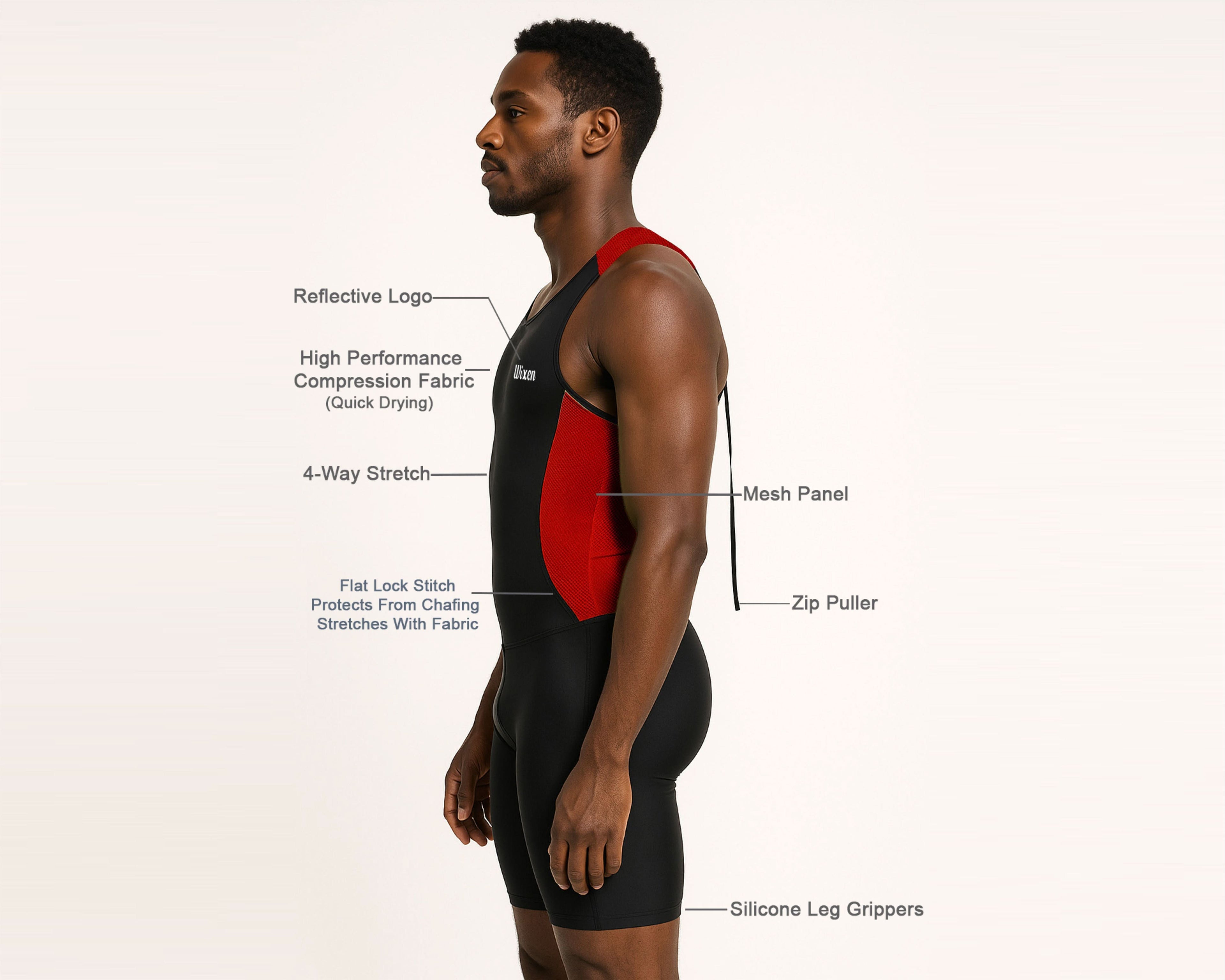 Men's Red Sleeveless Rear Zip Performance Triathlon Suit